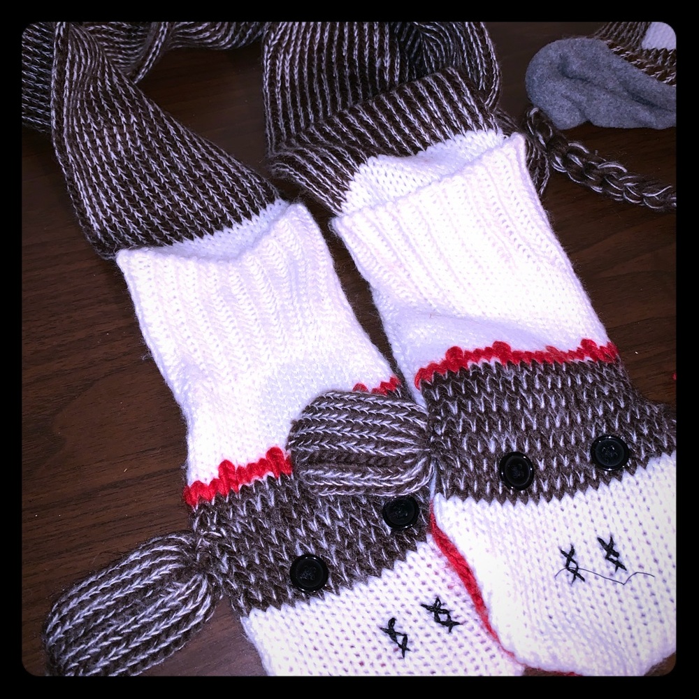Sock Monkey matching scarf and hat!